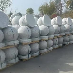 商洛 白麻花岗岩石材圆球，石球，挡车球，隔离球，景观石球，风水球等