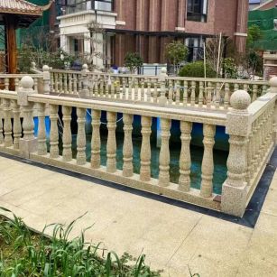 商洛黄金麻花岗岩石材栏杆，扶手，将军柱，花瓶柱