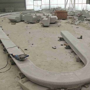 商洛 芝麻白花岗岩弧形花坛石，坐凳石