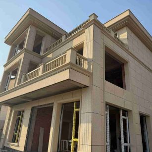 商洛 黄金麻花岗岩石材荔枝面外墙干挂效果展示