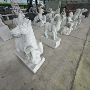 商洛 芝麻白花岗岩造型立体雕刻——十二生肖