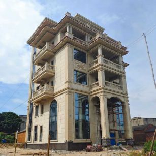 商洛 黄金麻花岗岩石材别墅外墙干挂搭配（雕花栏杆花瓶柱门楼罗马柱）