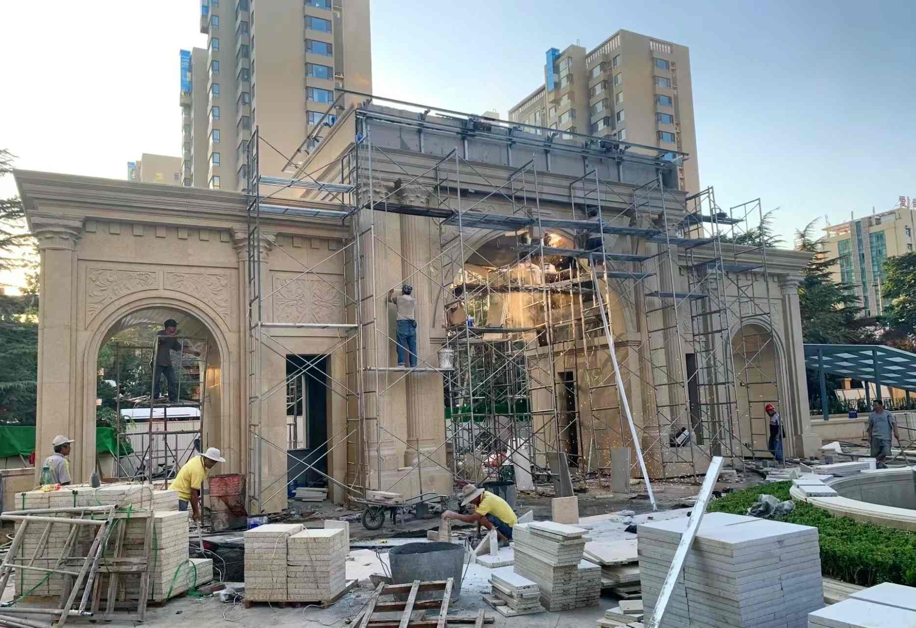 商洛 黄金麻荔枝面花岗岩小区门楼外墙干挂