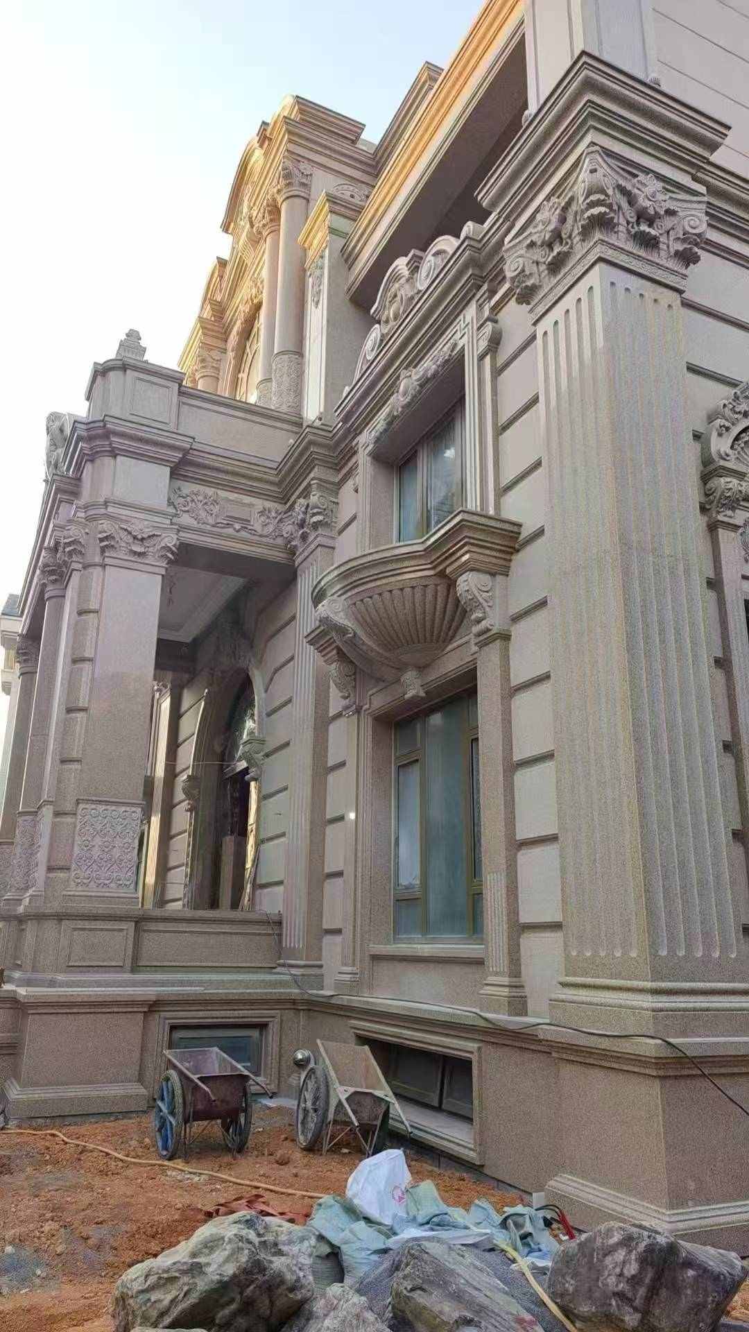 商洛 黄金麻花岗岩光面别墅外墙干挂施工完成